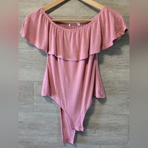 Pink Off-Shoulder Bodysuit